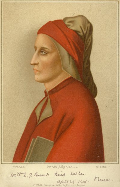 Dante Alighieri (c1265-1321), italienischer Dichter (chromolitho) von Giotto di Bondone